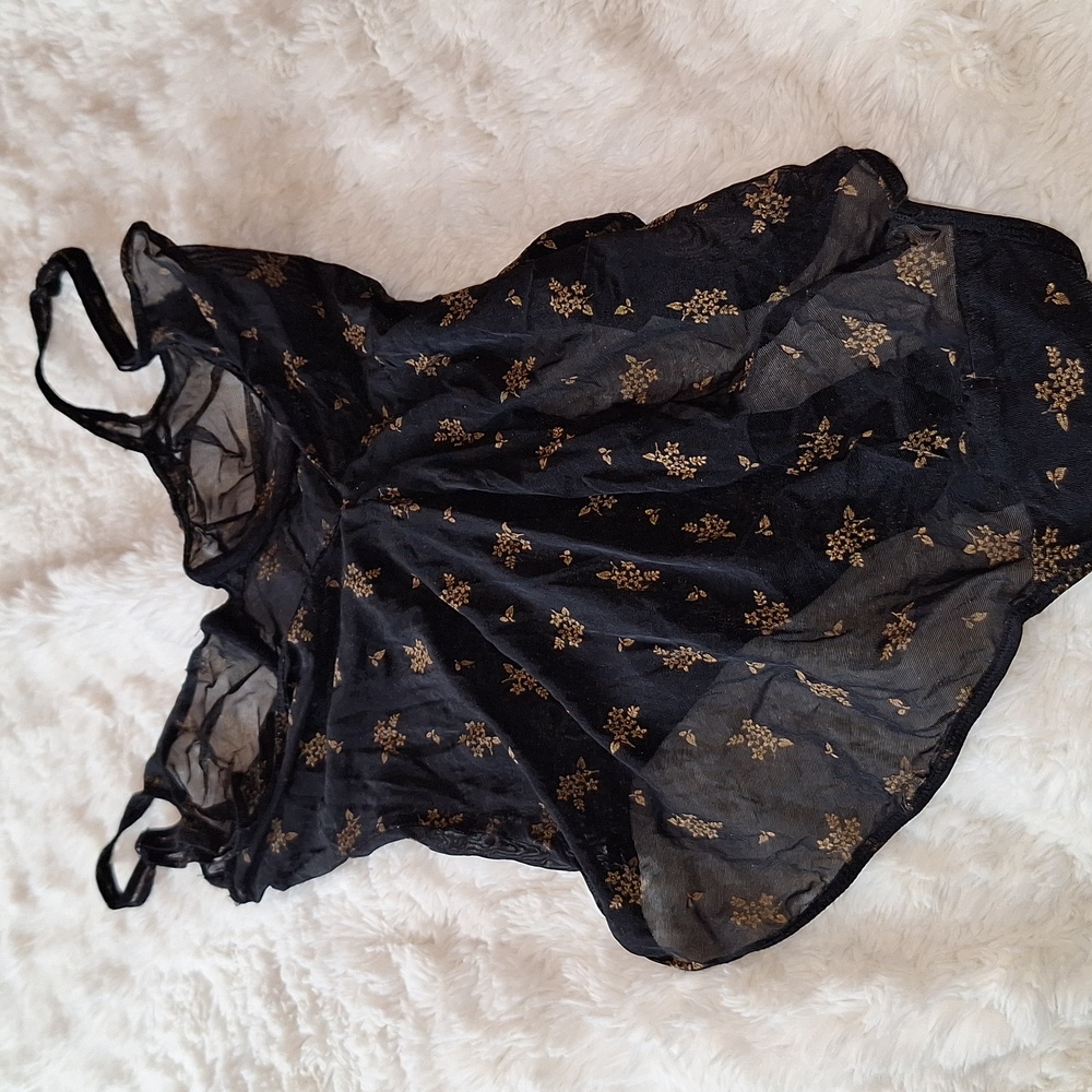 Sexy Mesh Black & Tan Floral Body Suite Unknown Brand XS - Picture 4 of 10